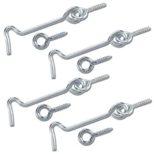 4 Sets Zinc Plated Steel Hook & Eye Door Cabin Latch Farm Barn Hook and Eye - Picture 1 of 3