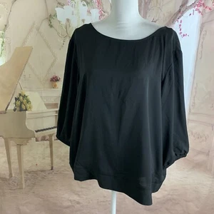 NEU Eloquii Damenbluse Rundhals schwarz seidig hinten offen Übergröße 18 - Bild 1 von 9