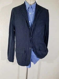 POLO Ralph Lauren Stretch Streifen Navy Blau Baumwolle Blazer Jacke Herren L rrl - Bild 1 von 6