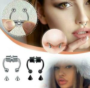 Non-Piercing Magnetic Nose Ring Fake Septum Segment Helix Tragus Faux Clicker UK