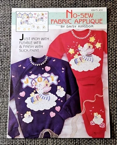 New Vtg Daisy Kingdom Christmas No-Sew Fabric Applique JOY Angels Clouds Hearts - Picture 1 of 2
