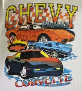 Chevy Classics Corvette White T-Shirt (Mens Size S) Official Chevrolet Product - Picture 1 of 6