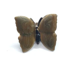 Vintage Brown Enamel Butterfly Insect Nature Theme Lapel Hat Pin - Picture 1 of 3
