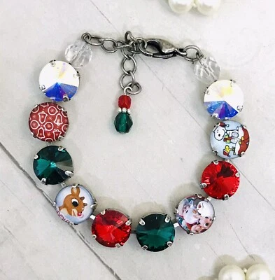 RUDOLPH Pulsera Cadena Copa Cristal Navidad, Pulsera Navidad RUDOLPH ROJO Foto 1 de 4