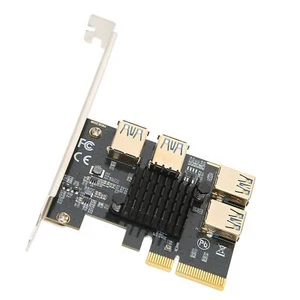 Pci‑E Riser Card Pci‑E X4 1 To 4 Pci Express 16X Slot Adapter Card Usb 3.0 Set - Picture 1 of 24
