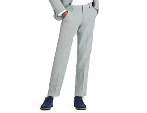 Nautica Heather Poplin Pants Big Boys 8 Light Gray Side Pockets Zip Hook & Bar - Picture 1 of 18
