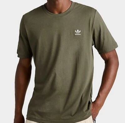 NEW MENS ADIDAS ORIGINALS ESSENTIALS TREFOIL TEE SHIRT~SIZE MEDIUM #IT3319 OLIVE - Image 1 of 4