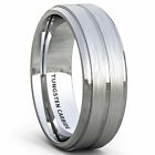 Tungsten Carbide Ring Wedding Band Unisex Thin Groove Step Edge Mens Jewelry