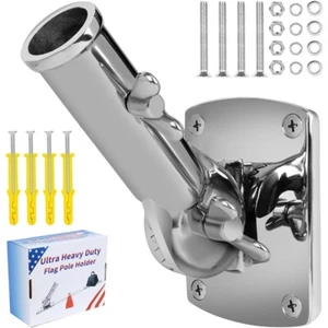 316 Stainless Steel Flag Pole Holder, Marine Grade Ultra Heavy Duty Flag Pole - Picture 1 of 6