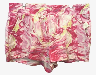 NO BOUNDARIES Pink Swirl KNIT SHORTS  Elastic Waist Front Pockets Sz. Jr. XL - Image 1 of 4
