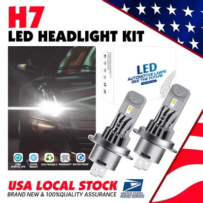 H7 LED Headlight Kit High Low Bulbs 6000K For 1999-2002 Audi A6 - Imagem 1 de 4