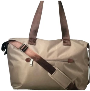 NIB Avon Weekender Travel Bag Polyester Light Tan Adjustable Straps 20”x14” Tall - Picture 1 of 15
