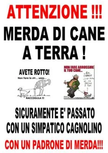 1 STAMPA 20X30 30X40 CM CARTELLO ATTENZIONE CACCA DI CANE MERD  DIVERTENTE - Imagen 1 de 1