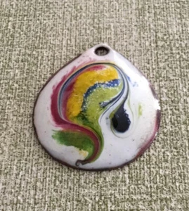 Meab Irish Pendant Enamel Copper Handcrafted Abstract Art Folk Legend - Picture 1 of 2