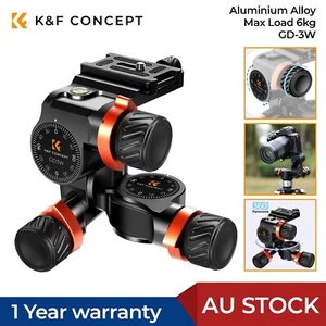 K&F Concept 3-Way Geared Camera Tripod Head GW-3D Aluminum 1/4" Top for DSLR Hot - Picture 1 of 8