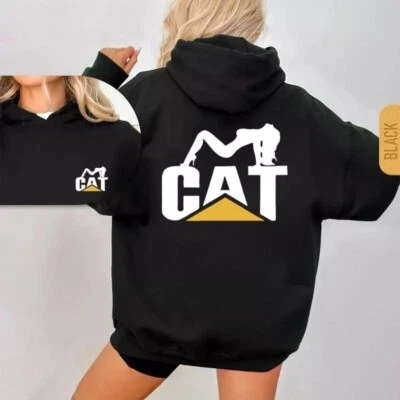 Camisa CAT Equipo Pesado, Gato y Mujer Informal Dama Gato Sudadera con Capucha Foto 1 de 4