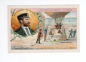 Chromo berühmte Entdecker S.A. ANDRÉ Schweden Sweden Heißluftballon 105 x 70 mm - Bild 1 von 2