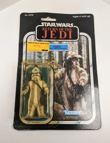 Vintage Star Wars Kenner ROTJ Carded Logray Figure 77 Back. Factory Sealed Cover