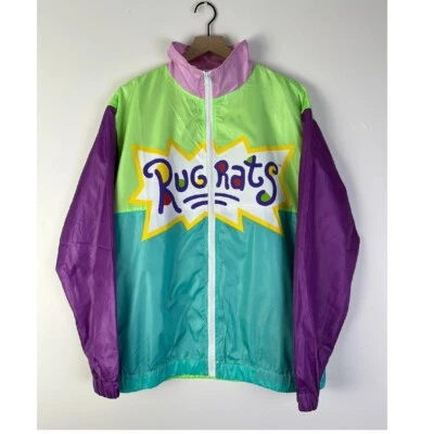 Nickelodeon Rugrats Windbreaker Full Zip 90s Nostalgia Jacket Purple Green L - Image 1 of 4