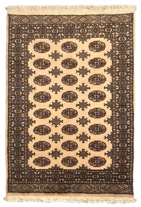 195 x 125 cm | Vintage Handmade Afghan Carpet Bokhara Beige, Oriental Wool Rug - Picture 1 of 24