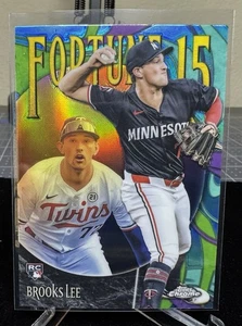 Inserto 2025 Topps Chrome F15-14 Fortune 15 Brooks Lee Rookie RC Twins - Foto 1 di 2