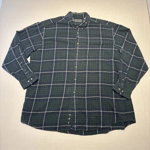 David Taylor Flannel shirt Mens 2XL Tal 2XT Green Checked Long Sleeve Cotton - Picture 1 of 11