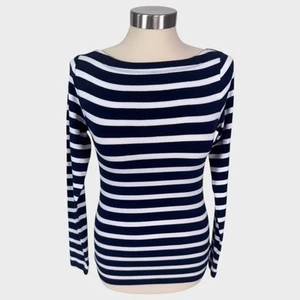 Camisa Gap Azul Marino Blanco Rayas Cuello Barco Manga Larga XS - Imagen 1 de 8