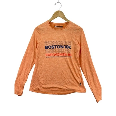 Camisa feminina REI Co-op Boston manga longa 10K laranja corrida roupa ativa top - Imagem 1 de 4