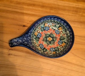 Vintage polnische Keramik Löffel oder Schöpfkelle Rest mehrfarbig Blumen Unikat 2487 PJ 93 - Bild 1 von 8