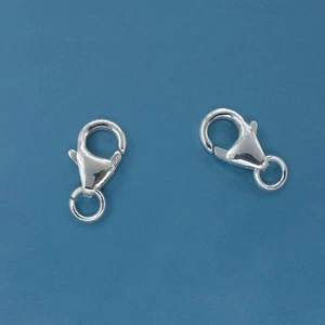 2 Sterling Silver Lobster Claw Clasp w/ Open Jump Ring 6 x 10mm (13.5mm) #33211 - Picture 1 of 3