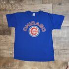 Vintage Chicago Cubs Mens Large Blue Russell Cotton T Shirt Made In USA