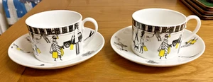 2 x CHARLENE MULLEN - SELFRIDGES Exclusive Bone China Tassen & Untertassen - sehr selten - Bild 1 von 9