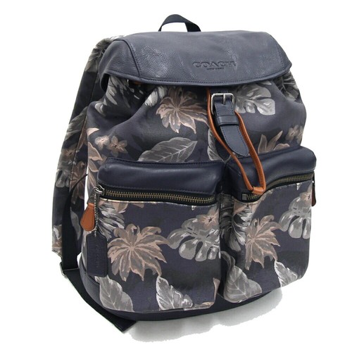 Zaino Coach Mercer Hawaiian Palm F72083 grigio viola rivestito in pelle