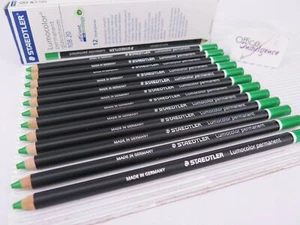 12 x GREEN Staedtler Glasochrom Chinagraph Lumo Pencil 108205 - Picture 1 of 10