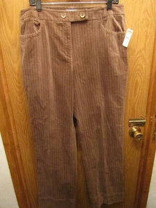 NWT WOMENS TALBOTS SOFT STRETCH BROWN PIN STRIPE PANTS SIZE 14 INSEAM 32  - Picture 1 of 5