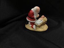 Vintage The Kneeling Santa Figurine by Roman Inc. Praying before Baby Jesus Xmas