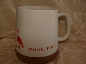 American Atelier Think Pink Flamingo 16 oz Cork Bottomed Coffee Mug Stoneware - Picture 1 of 5
