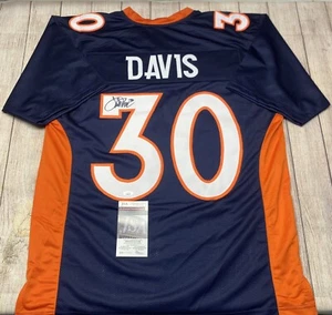 DENVER BRONCOS TERRELL DAVIS SIGNED CUSTOM BLUE JERSEY JSA COA!!!! - Picture 1 of 2