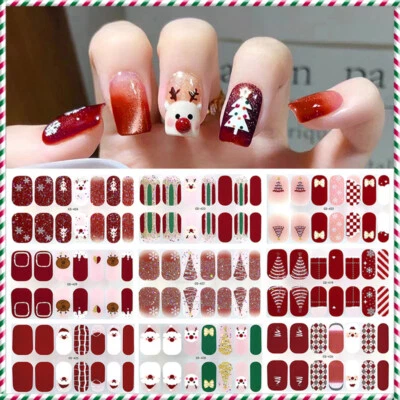 Christmas Nail Stickers Semi Cured Gel Nail Stickers UV Lamp Required Gel Wraps - Image 1 of 4