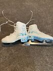 American Dancing On Ice - Size 8 Ice Skates Blue and White Floral  Used