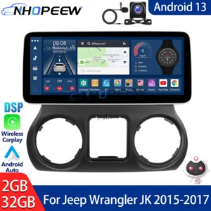 12.3" Car Stereo Radio GPS Apple CarPlay Android Auto For Jeep Wrangler JK 15-17 - Picture 1 of 21