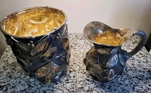 Mazzucato Cesellato A Mano Italy Sterling Silver Champagne Ice Bucket & Pitcher - Picture 1 of 12
