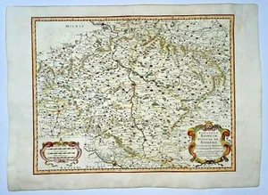 BOHEMIA 1654 NICOLAS SANSON D'ABBEVILLE LARGE ANTIQUE MAP 17TH CENTURY - Picture 1 of 12