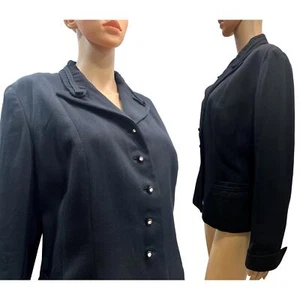 40s Black Gabardine Jacket | 1940's Wool Women's WWII era Blazer | S/M - Picture 1 of 7
