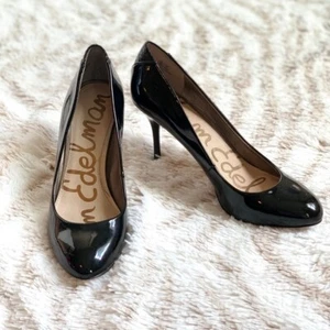 Zapatos de salón para mujer Sam Edelman Camdyn negro patente cuero tacones plateados punta redonda 7 - Imagen 1 de 6