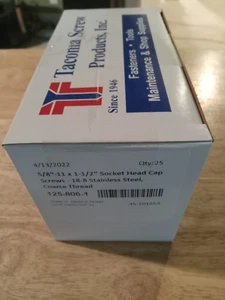 5/8"-11 x 1-1/2" Zylinderschrauben mit Innensechskant 18-8 Edelstahl Grobgewinde - 25 - Bild 1 von 1
