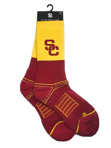 STRIDELINE Men's USC Trojans Premium Crew Socks - Gold / Cardinal- One Size 8-12 Cover