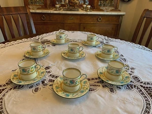 Gorgeous Wedgwood Floral Demitasse Porcelain Cup & Saucer set for 8,signed & #ed - Picture 1 of 10