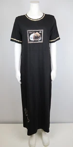 WOMEN'S BLACK T-SHIRT MAXI DRESS - POSITIVE ATTITUDE - SIZE PL - SHELL - Picture 1 of 8