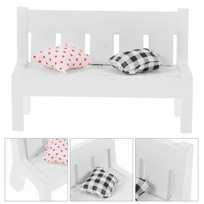  3 Miniature Wooden Micro Landscape Ornaments, White, Double Garden Bench, - Image 1 of 4